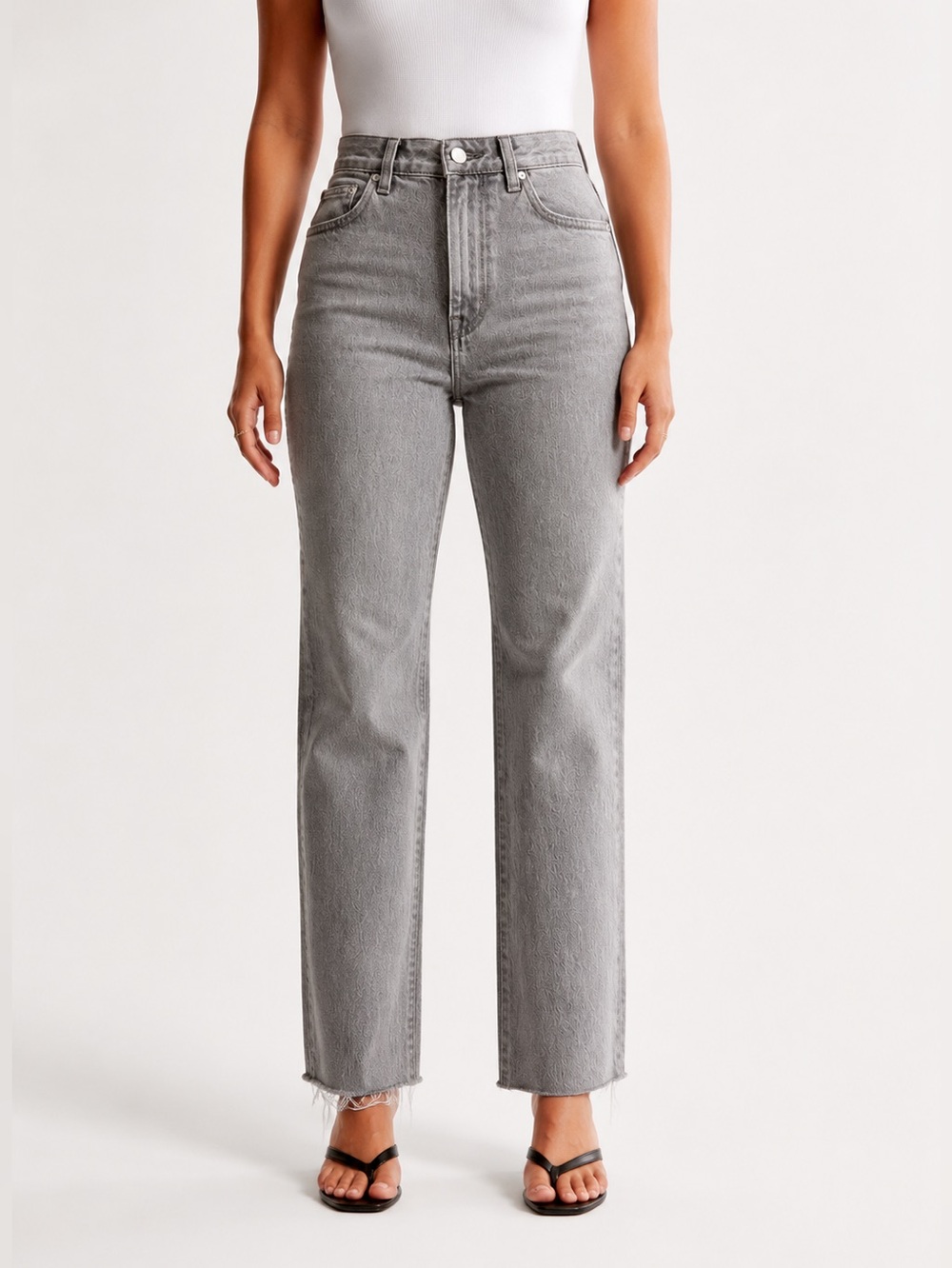 Abercrombie & Fitch Curve Love  90s Straight Ultra High Rise Gray Jeans 28/6